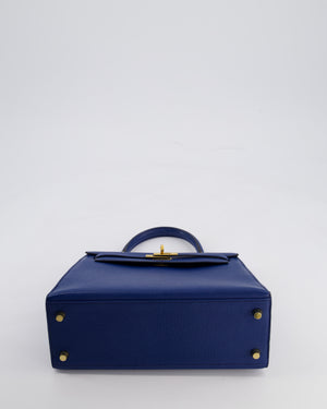 Hermès HSS Kelly 25 Sellier Verso Bag in Bleu Encre Chèvre Mysore Leather & Rose Mexico Interior with Brushed Gold Hardware