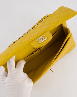 Chanel Medium Classic Double Flap Bag in Mustard Yellow Caviar Leather with Gold Hardware