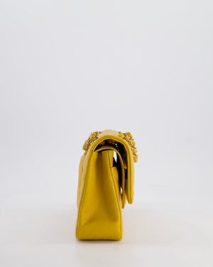 Chanel Medium Classic Double Flap Bag in Mustard Yellow Caviar Leather with Gold Hardware