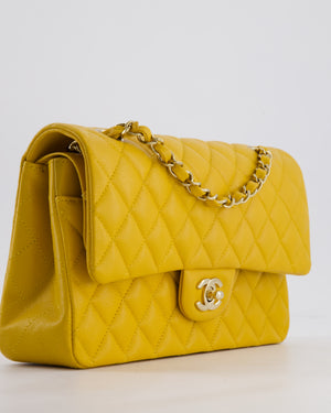 Chanel Medium Classic Double Flap Bag in Mustard Yellow Caviar Leather with Gold Hardware