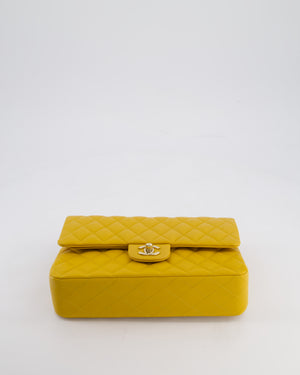 Chanel Medium Classic Double Flap Bag in Mustard Yellow Caviar Leather with Gold Hardware