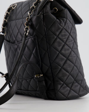 Chanel Black Quilted Lambskin Backpack with Silver Hardware