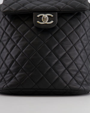 Chanel Black Quilted Lambskin Backpack with Silver Hardware