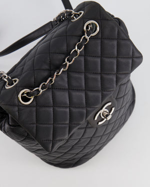 Chanel Black Quilted Lambskin Backpack with Silver Hardware