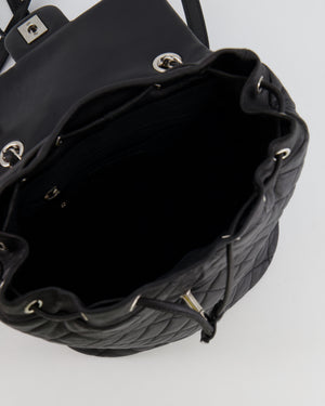 Chanel Black Quilted Lambskin Backpack with Silver Hardware