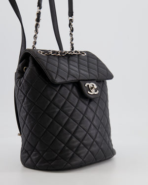 Chanel Black Quilted Lambskin Backpack with Silver Hardware