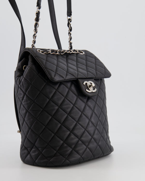 Chanel Black Quilted Lambskin Backpack with Silver Hardware