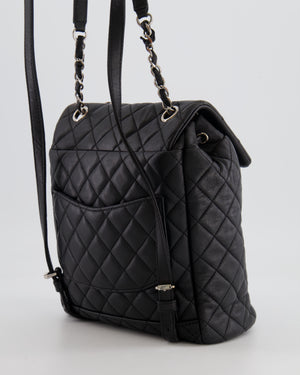 Chanel Black Quilted Lambskin Backpack with Silver Hardware
