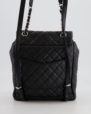 Chanel Black Quilted Lambskin Backpack with Silver Hardware