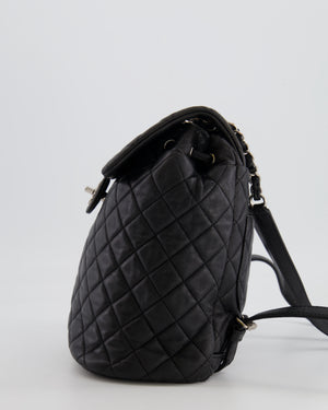 Chanel Black Quilted Lambskin Backpack with Silver Hardware
