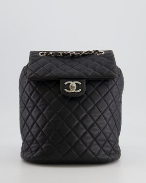 Chanel Black Quilted Lambskin Backpack with Silver Hardware