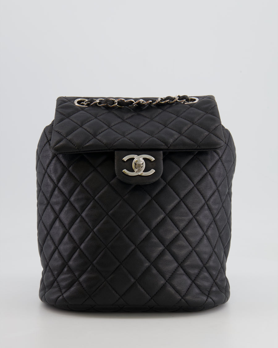 Chanel Black Quilted Lambskin Backpack with Silver Hardware