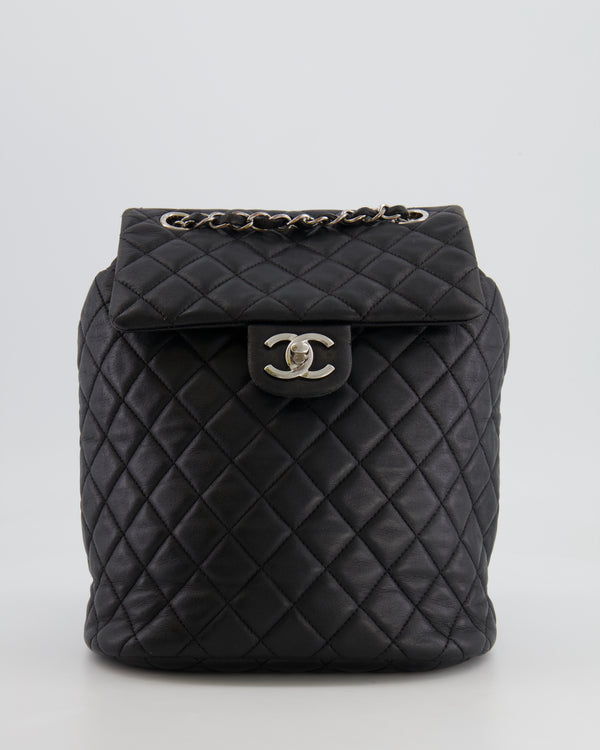 Chanel Black Quilted Lambskin Backpack with Silver Hardware