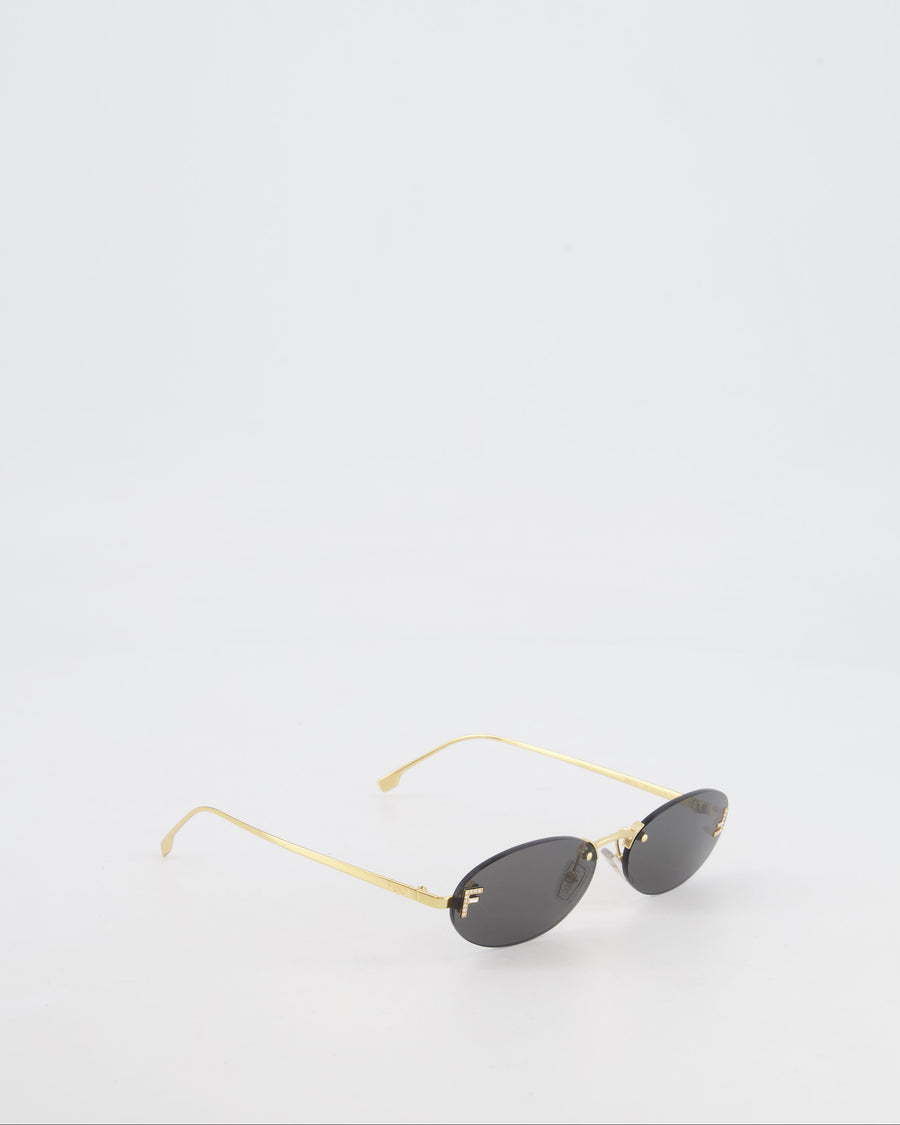 Fendi Black First Sunglasses with Crystal Logo Detail and Gold Hardware RRP £425