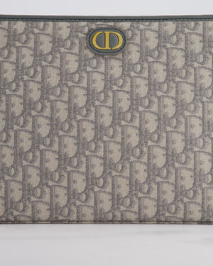 Christian Dior 30 Montaigne Pouch Bag in Grey & White Oblique Canvas with Gold Hardware RRP890£