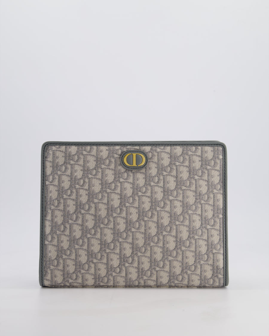 Christian Dior 30 Montaigne Pouch Bag in Grey & White Oblique Canvas with Gold Hardware RRP890£