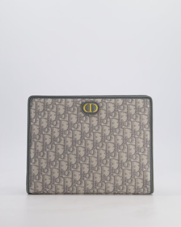 Christian Dior 30 Montaigne Pouch Bag in Grey & White Oblique Canvas with Gold Hardware RRP890£