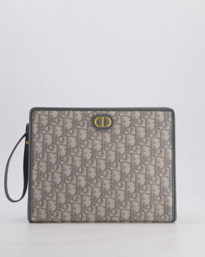 Christian Dior 30 Montaigne Pouch Bag in Grey & White Oblique Canvas with Gold Hardware RRP890£