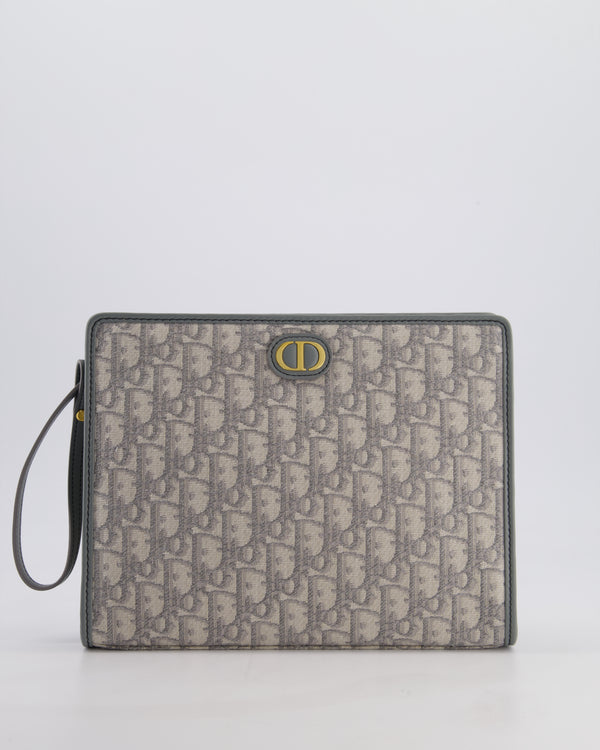 Christian Dior 30 Montaigne Pouch Bag in Grey & White Oblique Canvas with Gold Hardware RRP890£