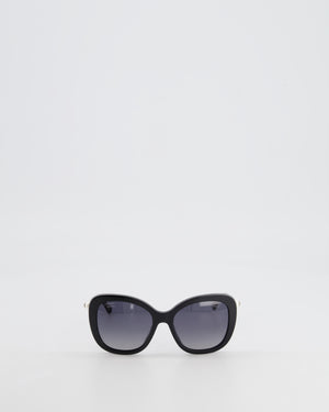 Chanel Black Sunglasses with Pearl CC Logo Detail and Silver Hardware