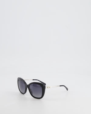 Chanel Black Sunglasses with Pearl CC Logo Detail and Silver Hardware