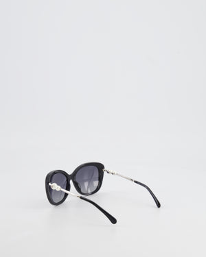 Chanel Black Sunglasses with Pearl CC Logo Detail and Silver Hardware