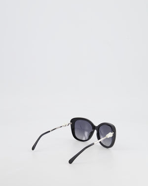 Chanel Black Sunglasses with Pearl CC Logo Detail and Silver Hardware
