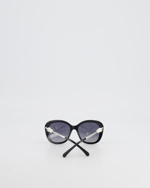 Chanel Black Sunglasses with Pearl CC Logo Detail and Silver Hardware