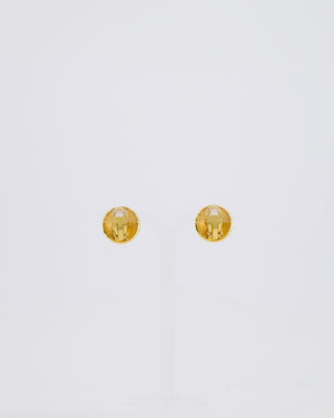 *HOT* Chanel Vintage Gold Medallion Starburst Clip On Earrings with CC Logo Detail