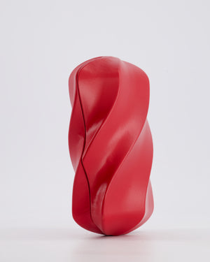 Bottega Veneta Red Whirl Clutch Bag in Red Lambskin Leather with Antique Gold Hardware