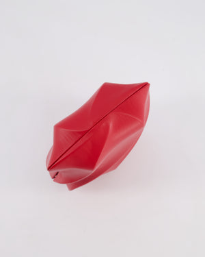 Bottega Veneta Red Whirl Clutch Bag in Red Lambskin Leather with Antique Gold Hardware