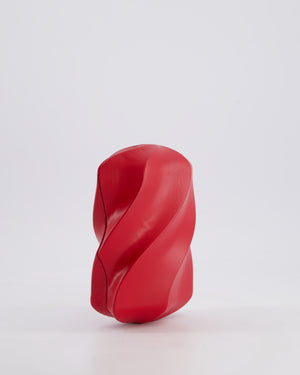 Bottega Veneta Red Whirl Clutch Bag in Red Lambskin Leather with Antique Gold Hardware