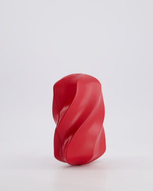 Bottega Veneta Red Whirl Clutch Bag in Red Lambskin Leather with Antique Gold Hardware