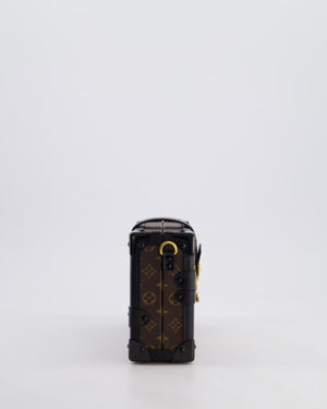 Louis Vuitton Brown Petite Malle Bag in Monogram Canvas & Black Calfskin Leather with Gold Hardware