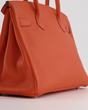Hermès Birkin 30 Retourne Bag in Orange Togo Leather with Palladium Hardware