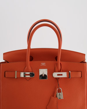 Hermès Birkin 30 Retourne Bag in Orange Togo Leather with Palladium Hardware