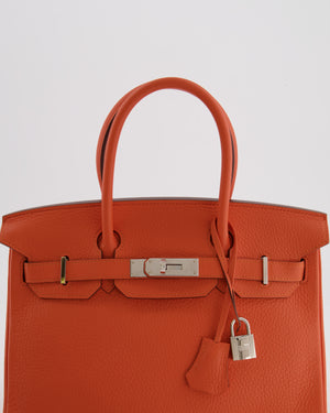 Hermès Birkin 30 Retourne Bag in Orange Togo Leather with Palladium Hardware