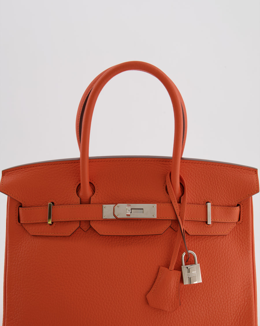 Hermès Birkin 30 Retourne Bag in Orange Togo Leather with Palladium Hardware