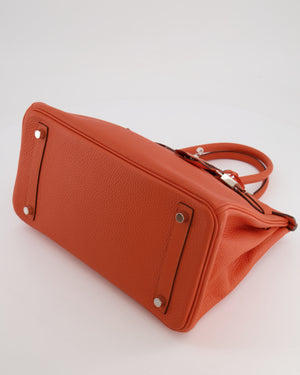 Hermès Birkin 30 Retourne Bag in Orange Togo Leather with Palladium Hardware