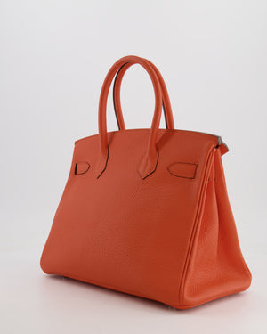 Hermès Birkin 30 Retourne Bag in Orange Togo Leather with Palladium Hardware