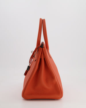 Hermès Birkin 30 Retourne Bag in Orange Togo Leather with Palladium Hardware