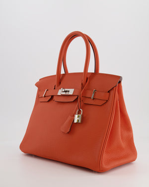 Hermès Birkin 30 Retourne Bag in Orange Togo Leather with Palladium Hardware