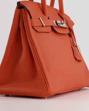 Hermès Birkin 30 Retourne Bag in Orange Togo Leather with Palladium Hardware