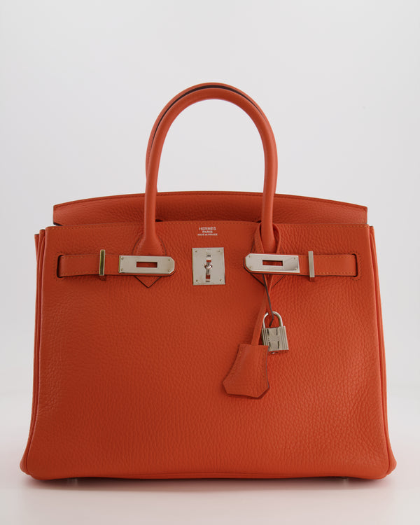 Hermès Birkin 30 Retourne Bag in Orange Togo Leather with Palladium Hardware