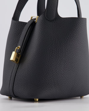 *SUPER HOT* Hermès Picotin Lock 18 Bag in Gris Misty Clemence Leather with Permabrass Hardware