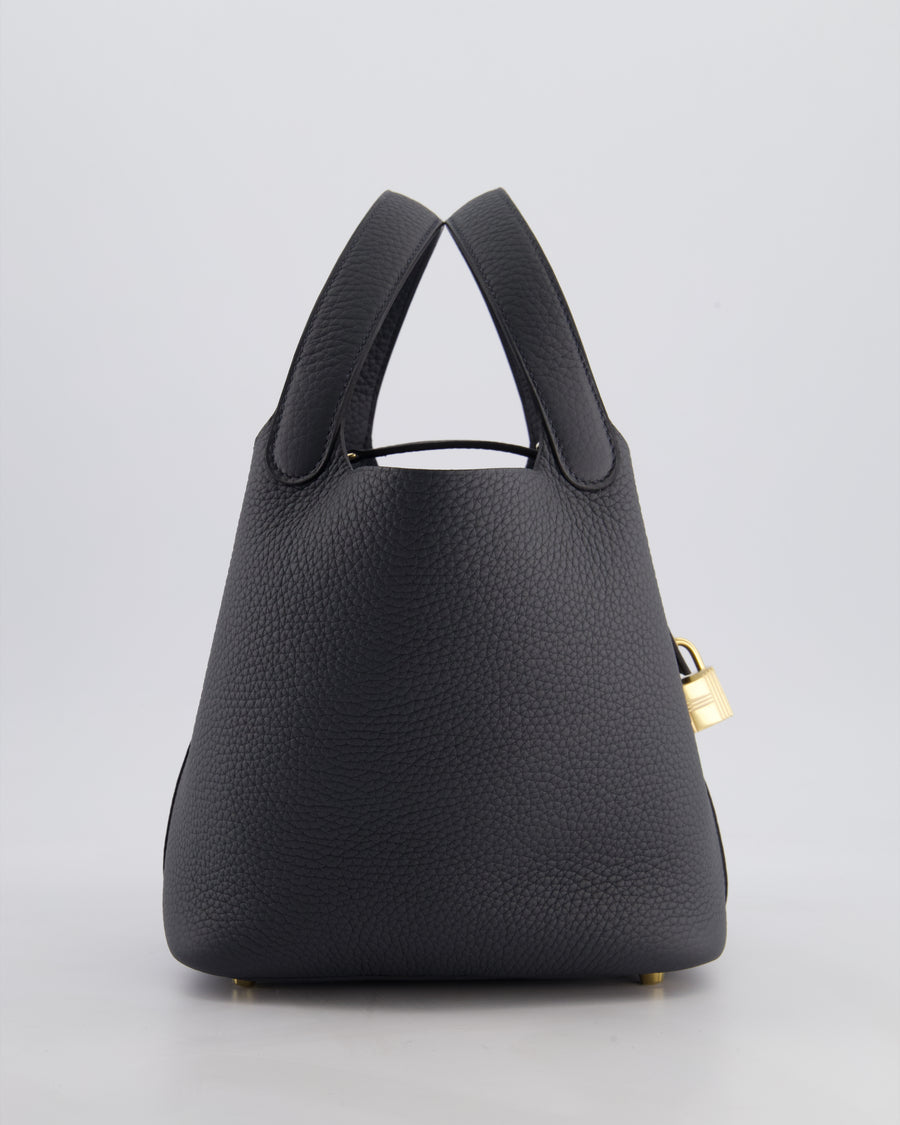 *SUPER HOT* Hermès Picotin Lock 18 Bag in Gris Misty Clemence Leather with Permabrass Hardware