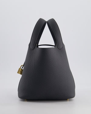 *SUPER HOT* Hermès Picotin Lock 18 Bag in Gris Misty Clemence Leather with Permabrass Hardware