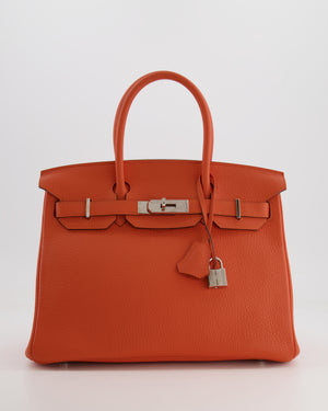 Hermès Birkin 30 Retourne Bag in Orange Togo Leather with Palladium Hardware