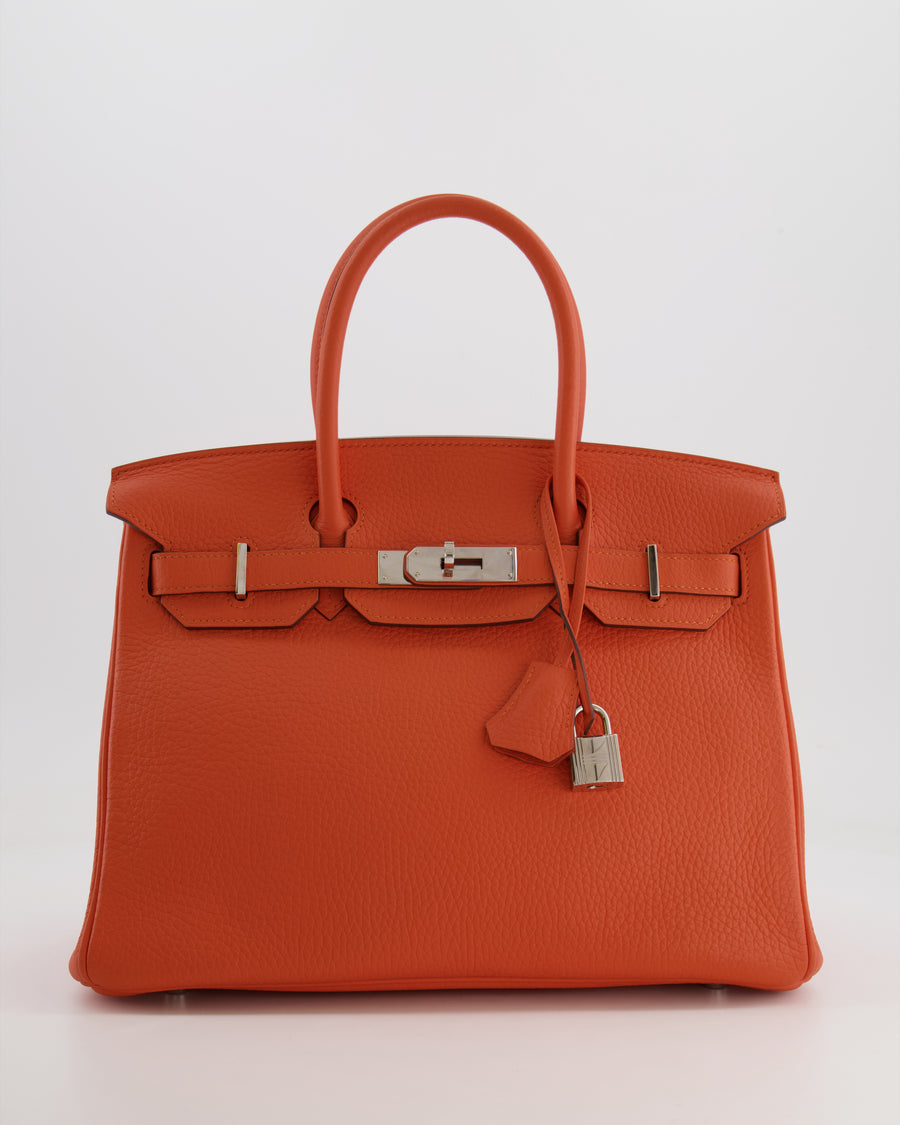 Hermès Birkin 30 Retourne Bag in Orange Togo Leather with Palladium Hardware