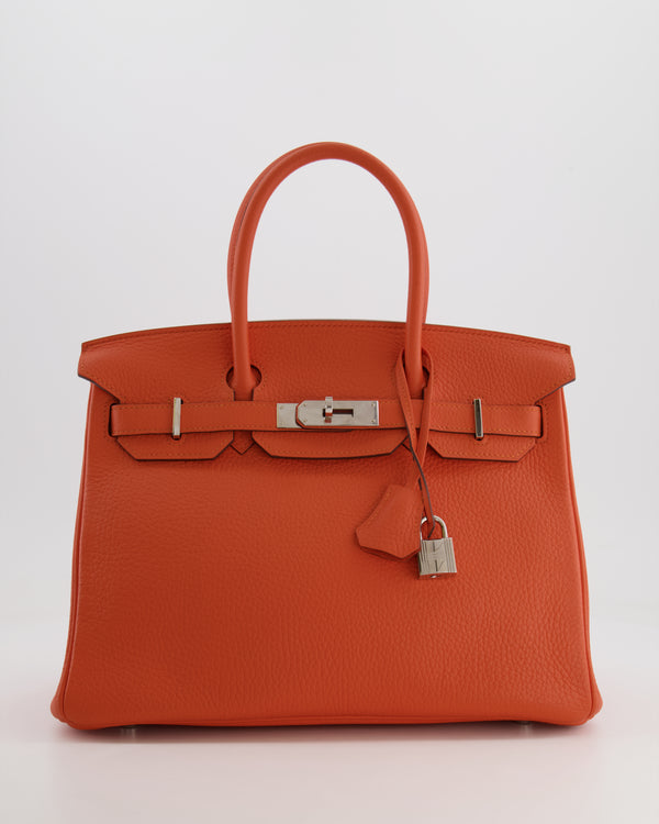 Hermès Birkin 30 Retourne Bag in Orange Togo Leather with Palladium Hardware
